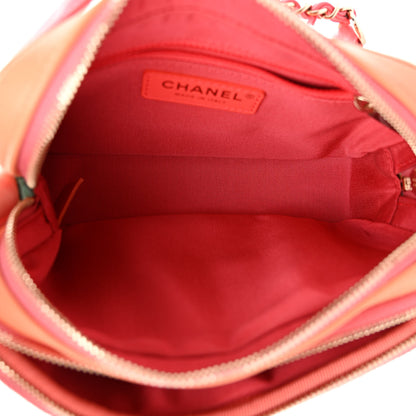 Chanel Goatskin Quilted Tri-Color In & Out Waist Bag Orange Green Pink 8 of 13