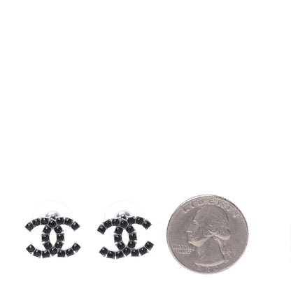 Chanel Ruthenium Crystal CC Earrings Black 2 of 5