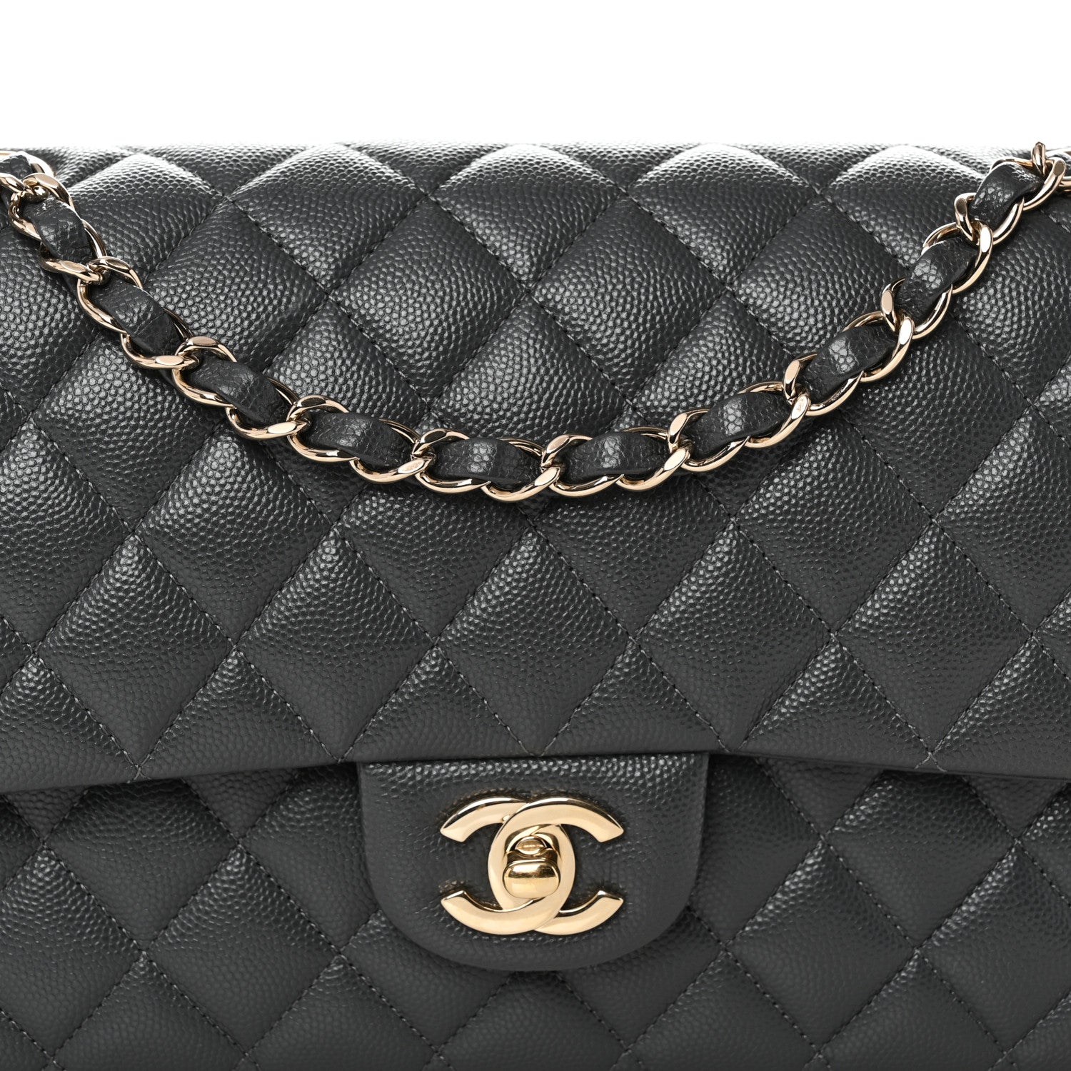 Chanel Caviar Quilted Medium Double Flap Dark Grey 8 of 10