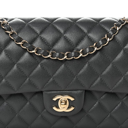 Chanel Caviar Quilted Medium Double Flap Dark Grey 8 of 10