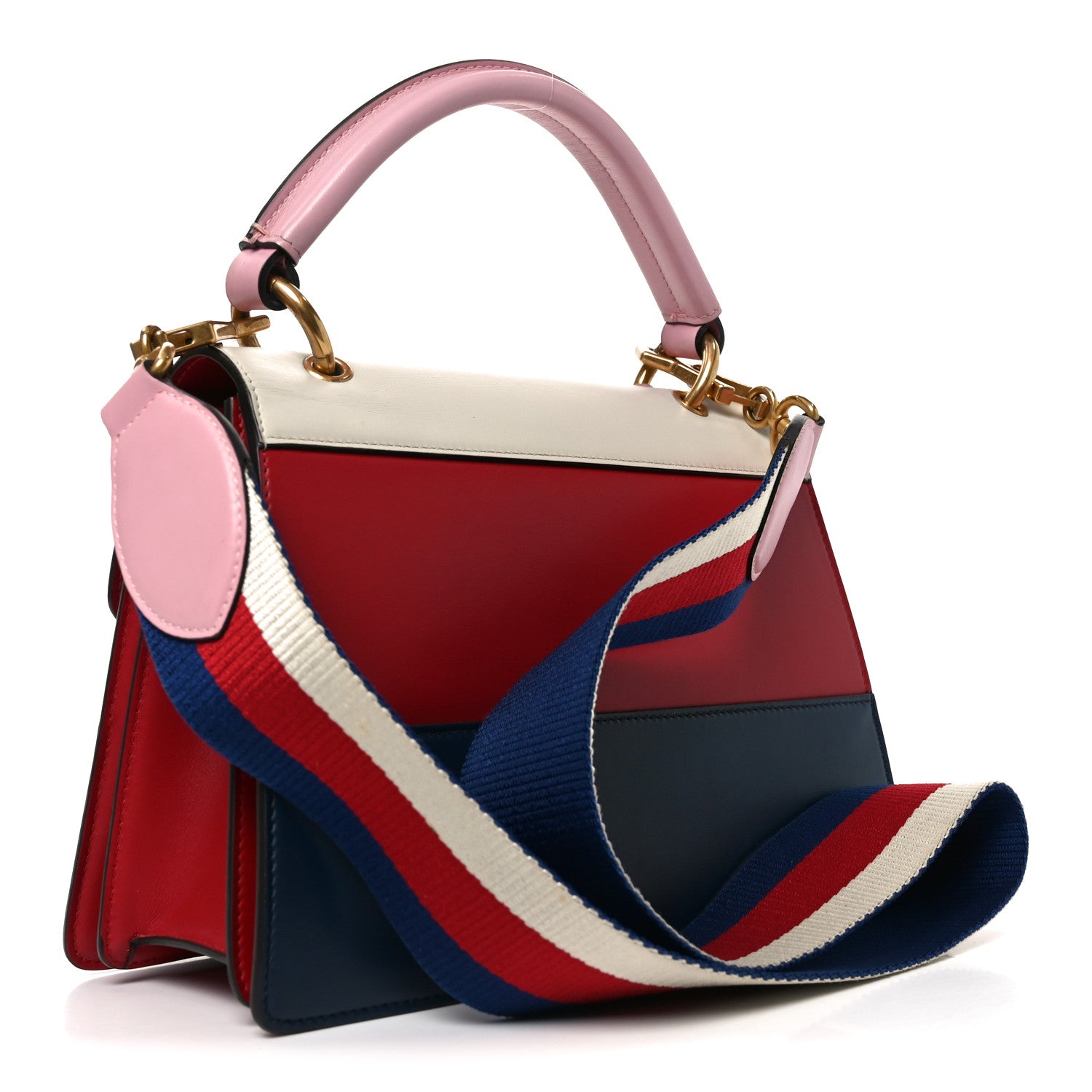 Gucci Calfskin Sylvie Web Small Queen Margaret Top Handle Bag Blue Agata Hibiscus Red Mystic White Sugar Pink 3 of 10