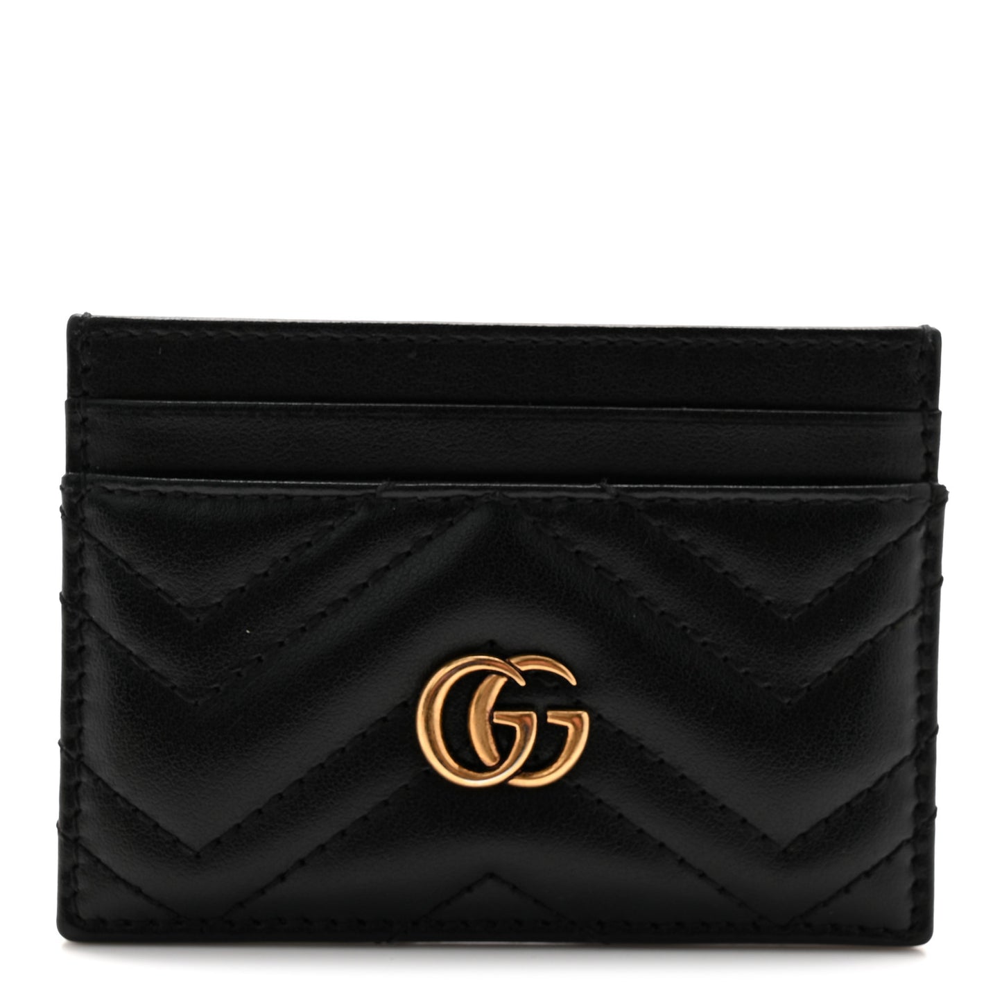 Calfskin Matelasse GG Marmont Card Holder Black