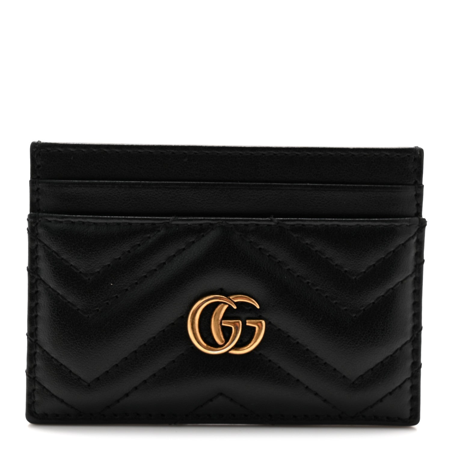 Gucci Calfskin Matelasse GG Marmont Card Holder Black 1 of 6