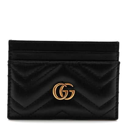 Gucci Calfskin Matelasse GG Marmont Card Holder Black 1 of 6