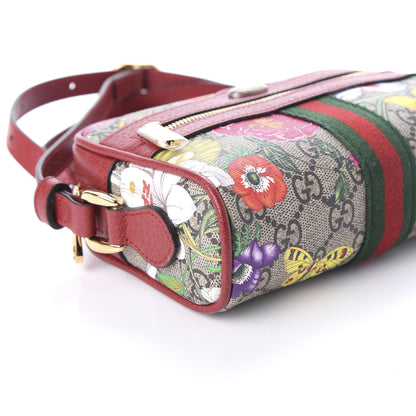 Gucci GG Supreme Monogram Flora Web Mini Ophidia Shoulder Bag Red 7 of 9