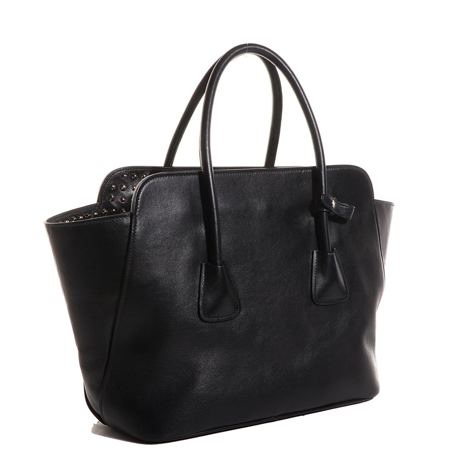 Soft Calfskin Large Studded East West Tote Black