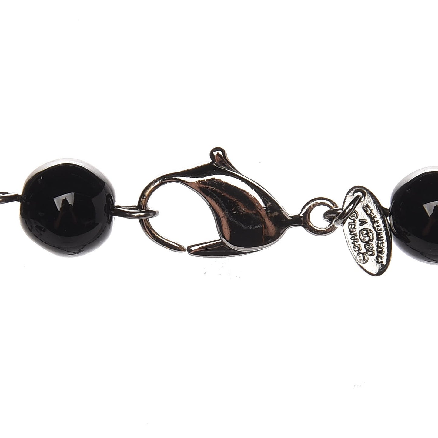 Ruthenium Pearl Bead CC Long Necklace Black