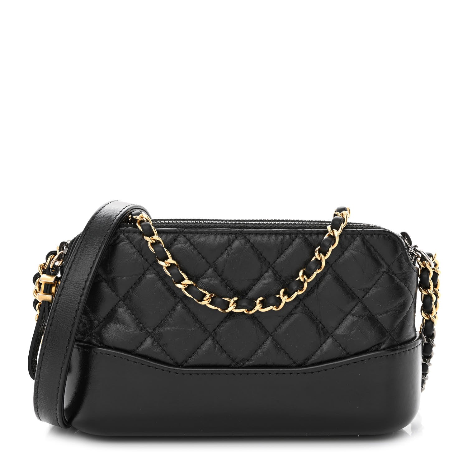 Chanel Aged Calfskin Quilted Small Gabrielle Clutch With Chain Black 1 of 11