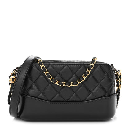 Chanel Aged Calfskin Quilted Small Gabrielle Clutch With Chain Black 1 of 11