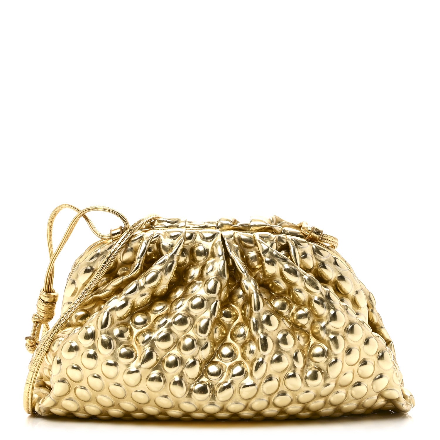 Bottega Veneta Metallic Fabric Bubble Wrap The Mini Pouch Gold 1 of 9