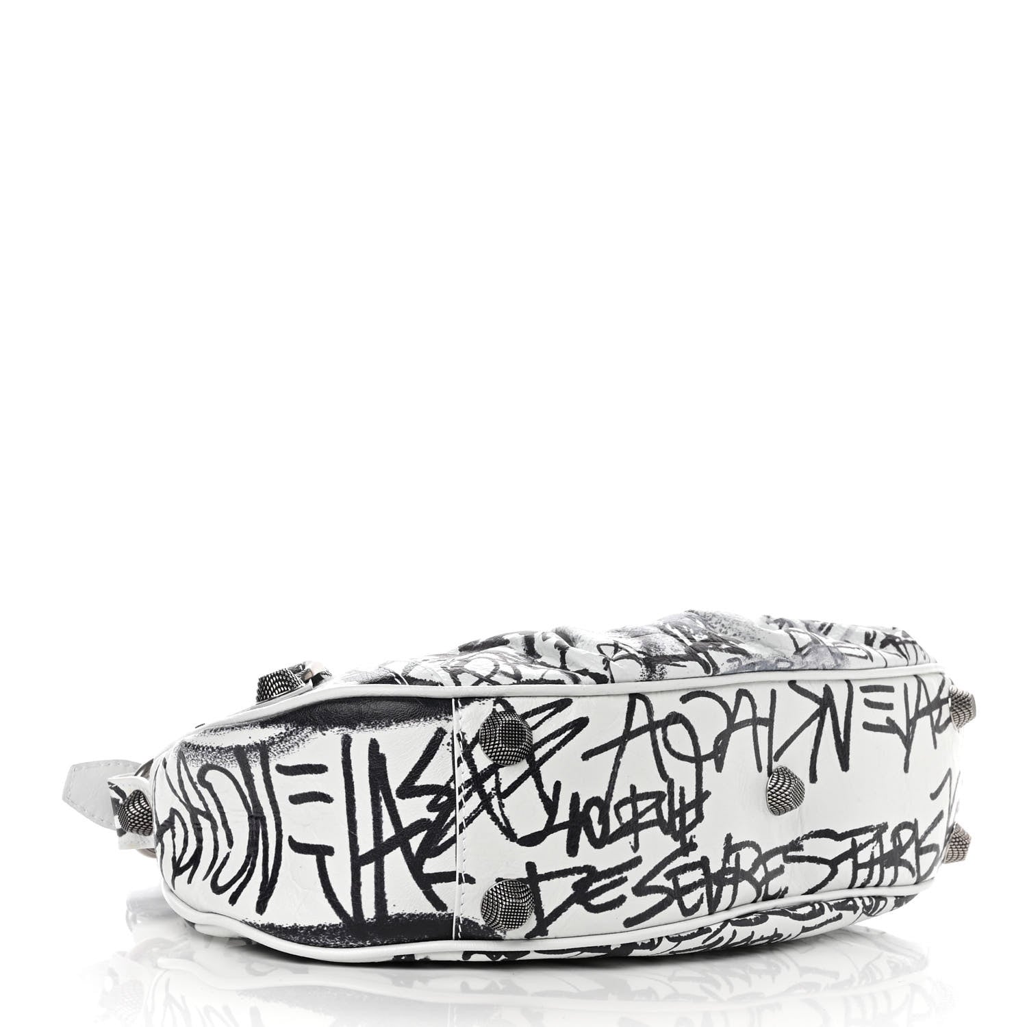 Balenciaga Agneau Arena Graffiti Small Le Cagole Shoulder Bag White Black 4 of 9