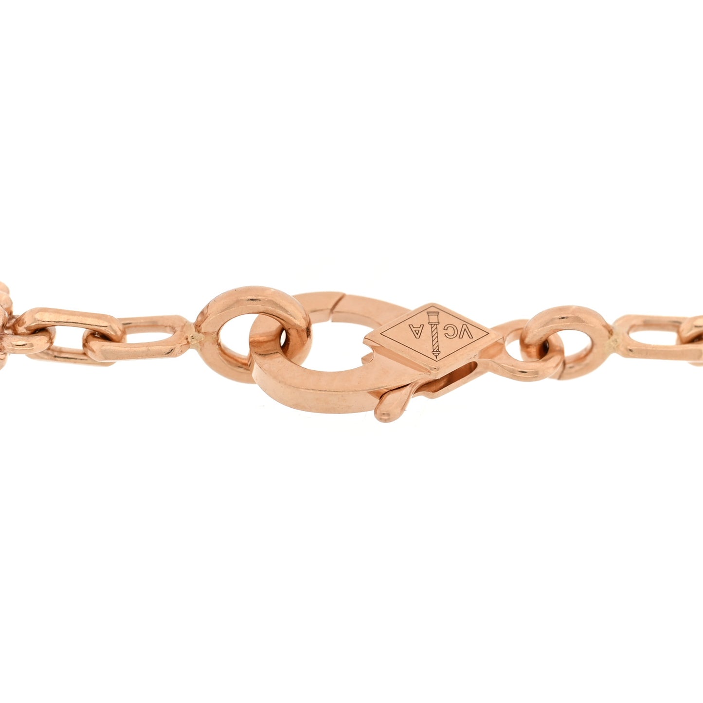18K Rose Gold Carnelian 5 Motifs Guilloche Vintage Alhambra Bracelet