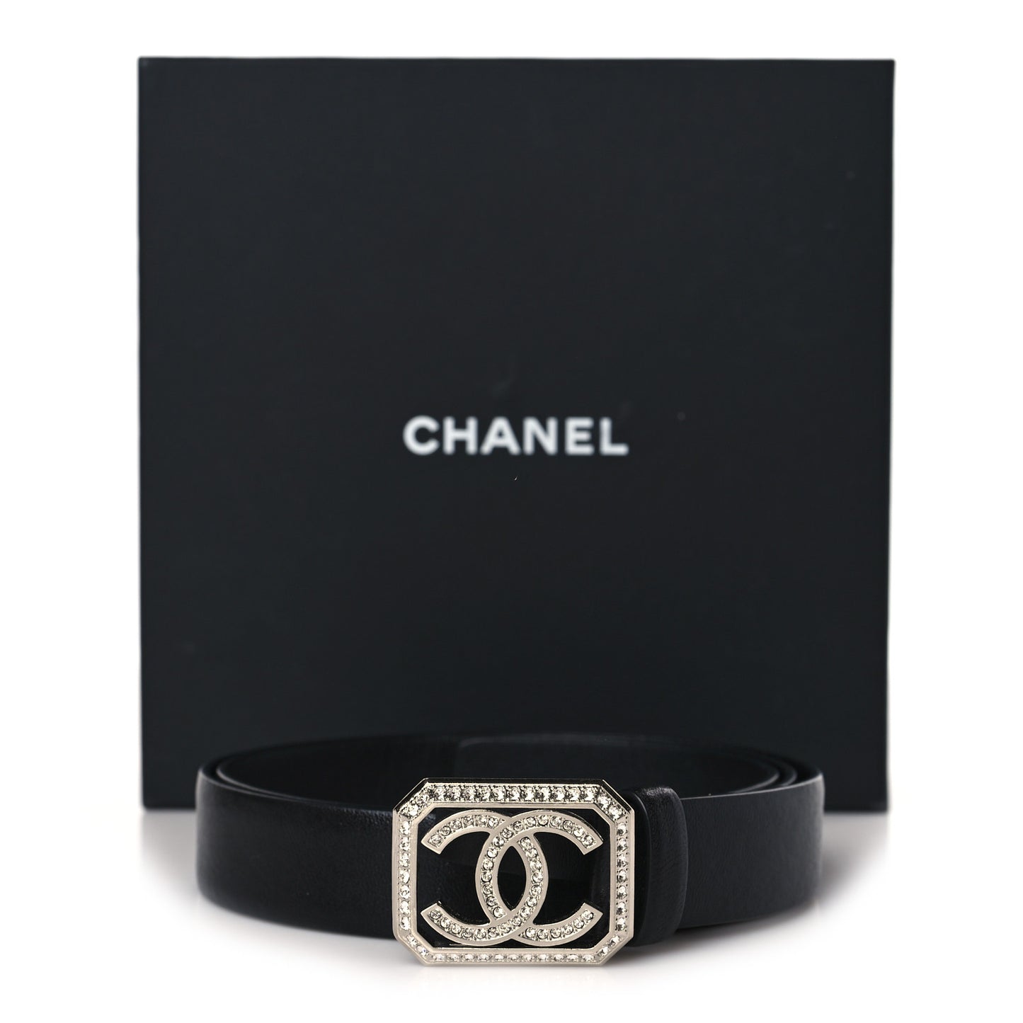 Calfskin Crystal CC Vendome Belt 85 34 Black