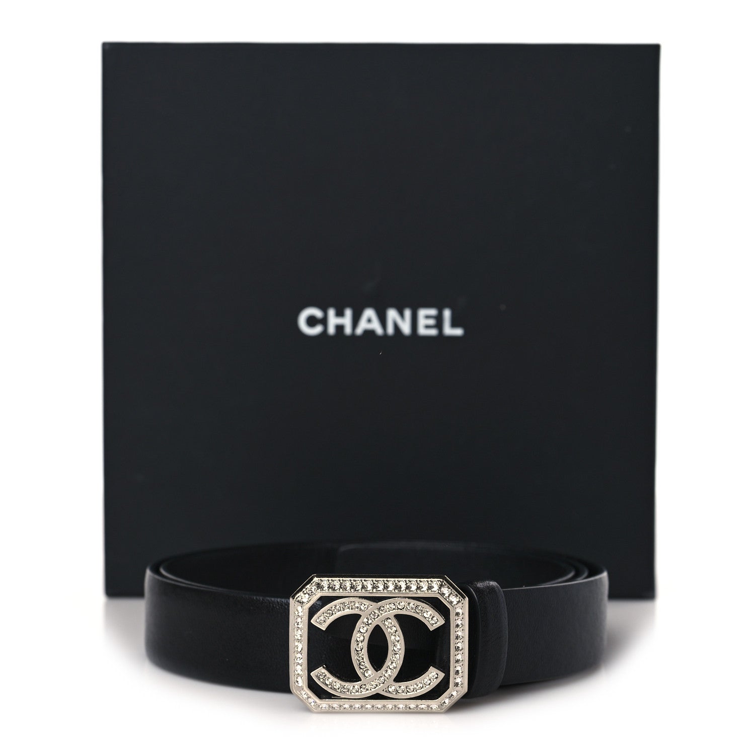 Chanel Calfskin Crystal CC Vendome Belt 85 34 Black 6 of 6