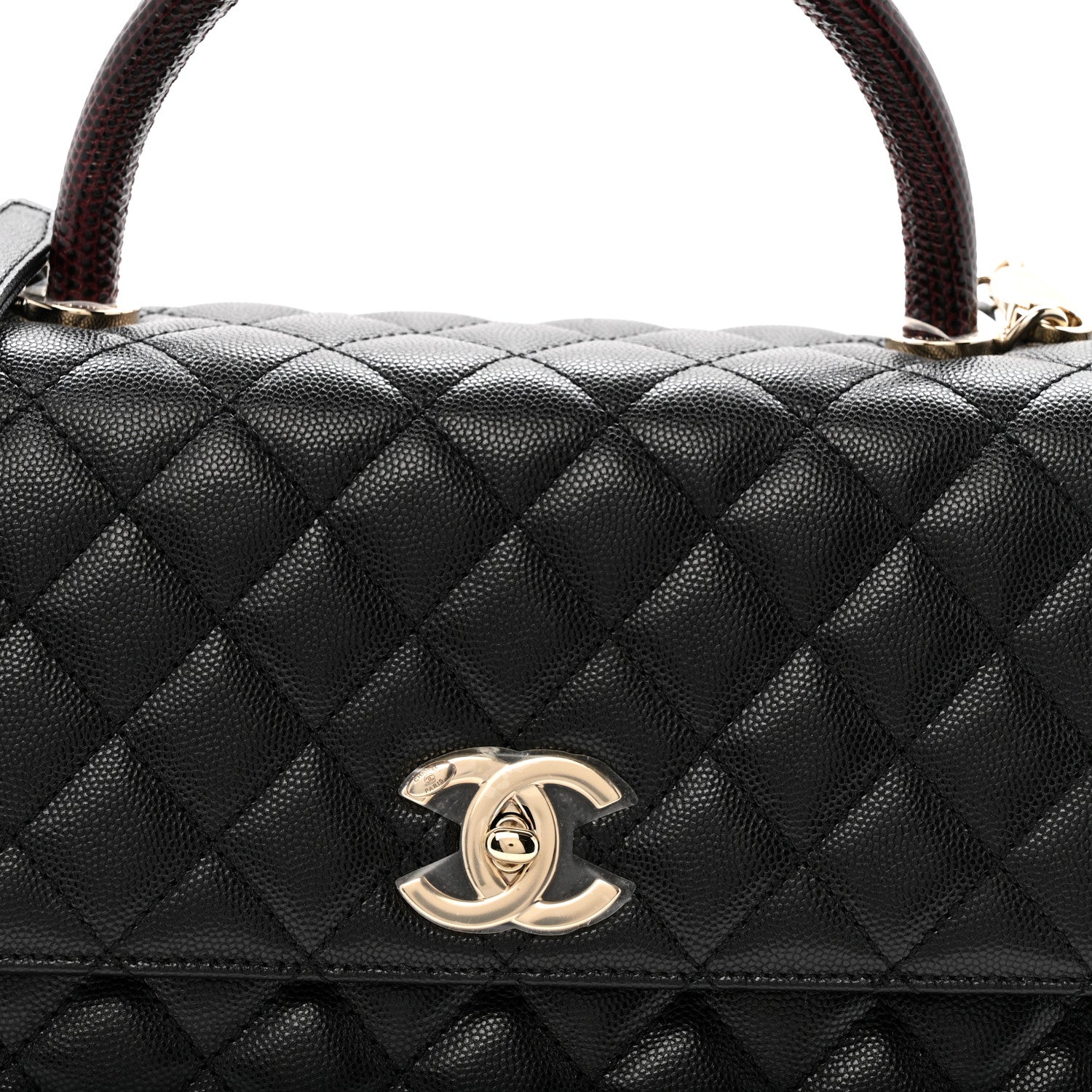 Chanel Caviar Lizard Embossed Quilted Small Coco Handle Flap Black 9 of 13