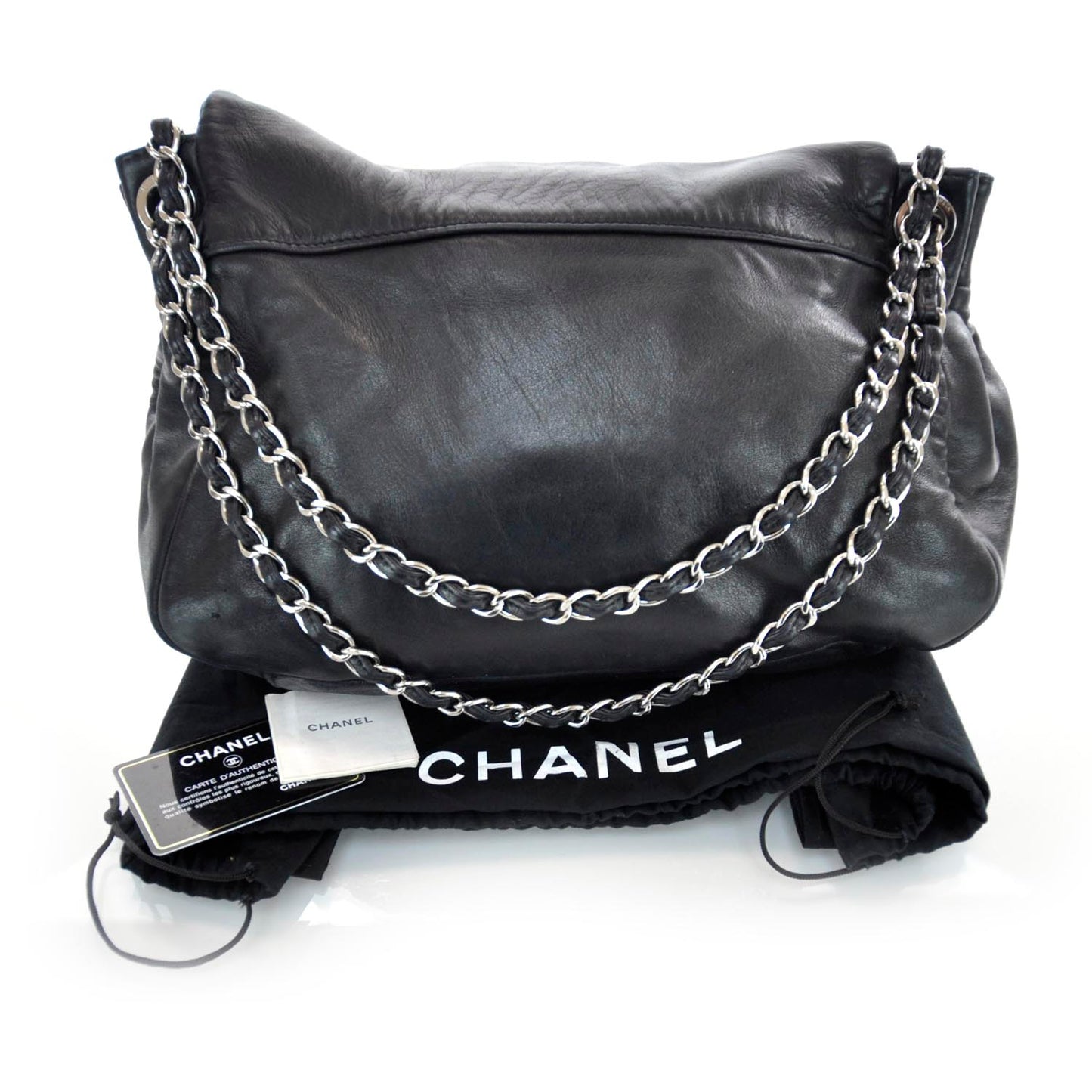 Lambskin Disc Flap Bag Black