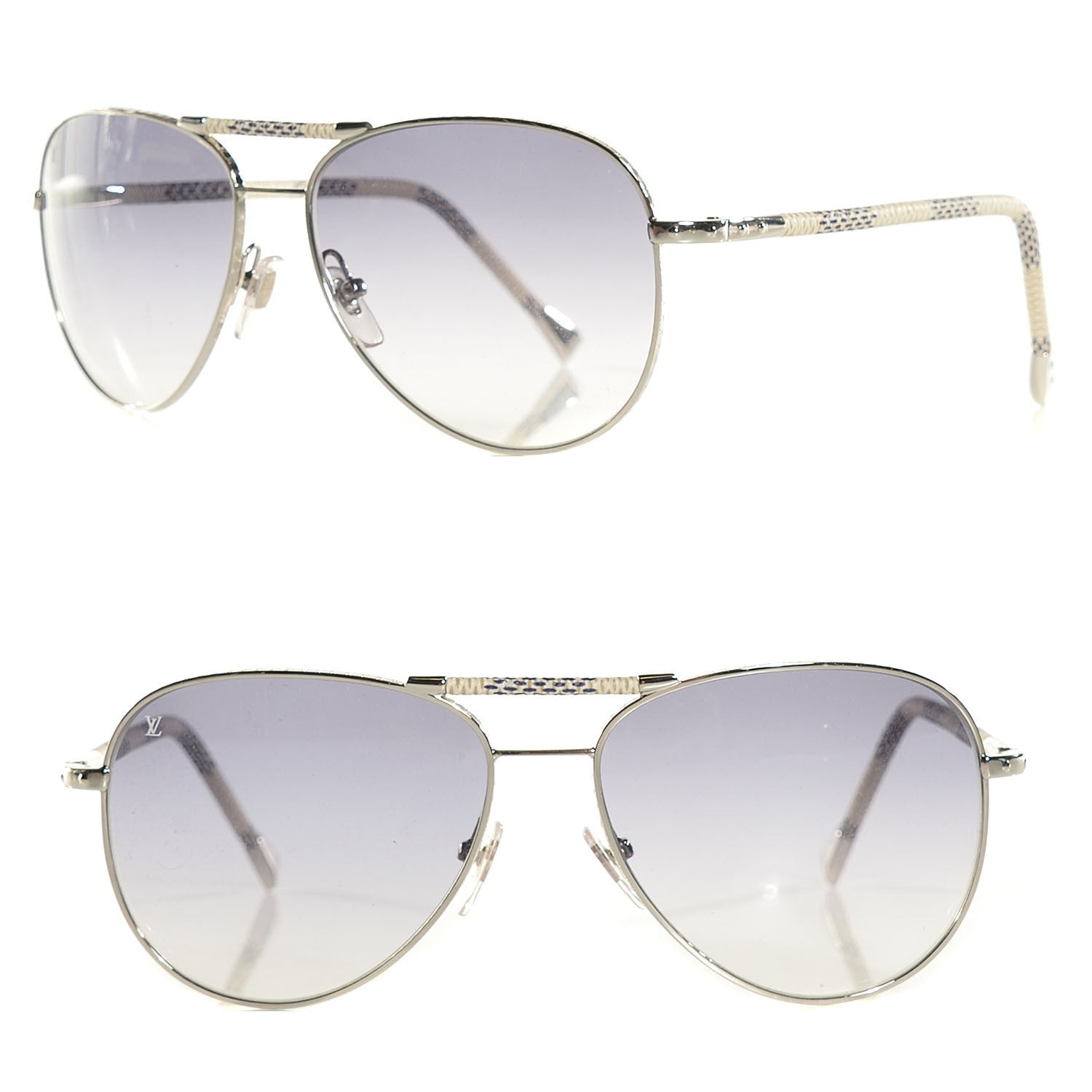 Louis Vuitton Damier Azur Conspiration Pilote Aviator Sunglasses Z0203U 1 of 6