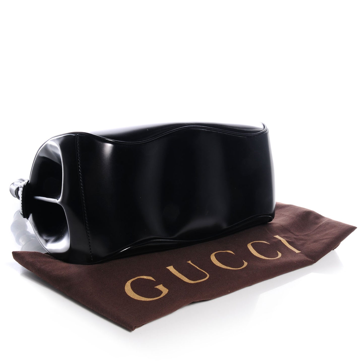 Regent Calfskin Bamboo Medium Lady Lock Top Handle Bag Black