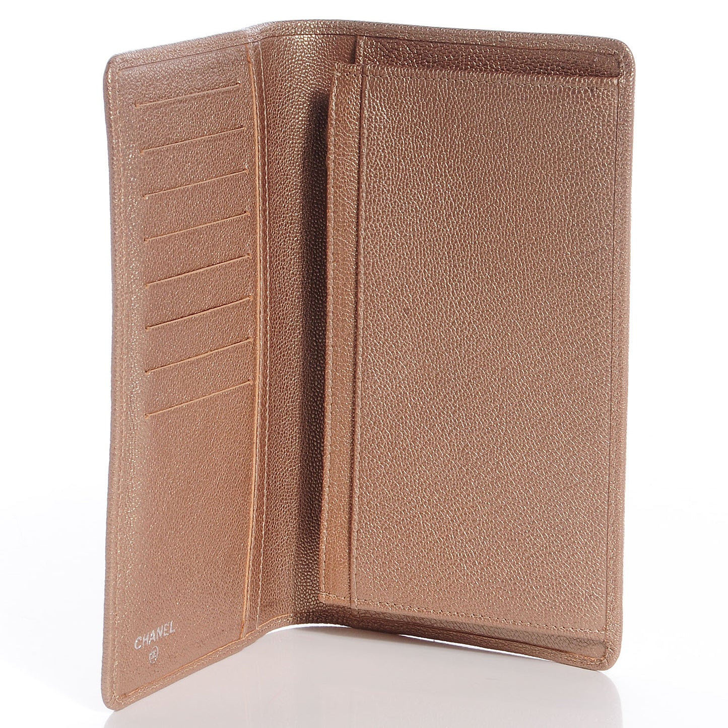 Metallic Calfskin Yen Wallet Gold