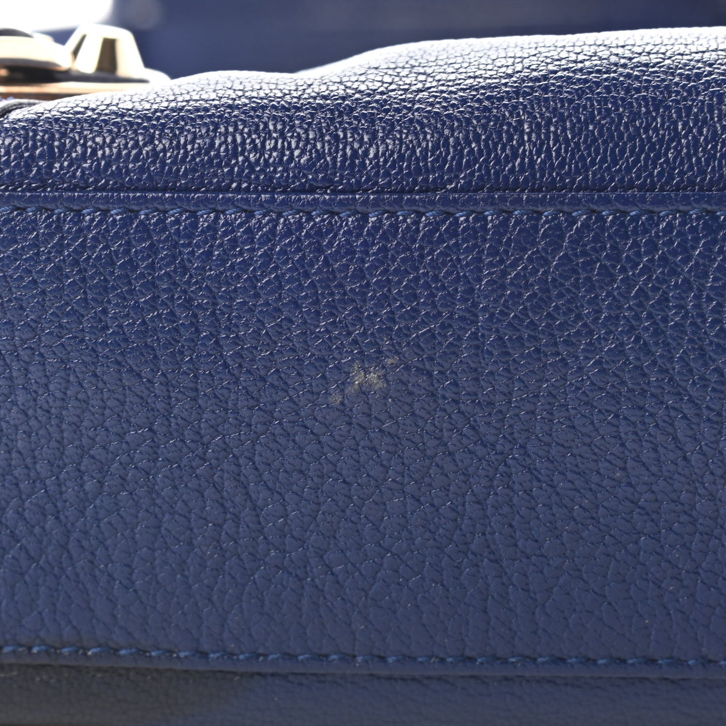 Chevre Gold Metallic Edge Hardware Mini City Bleu Roi