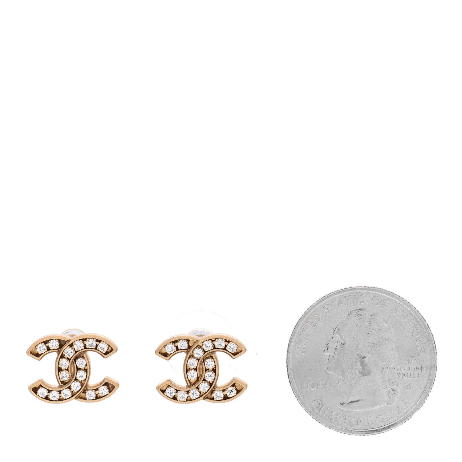Chanel Crystal CC Earrings Gold 2 of 5
