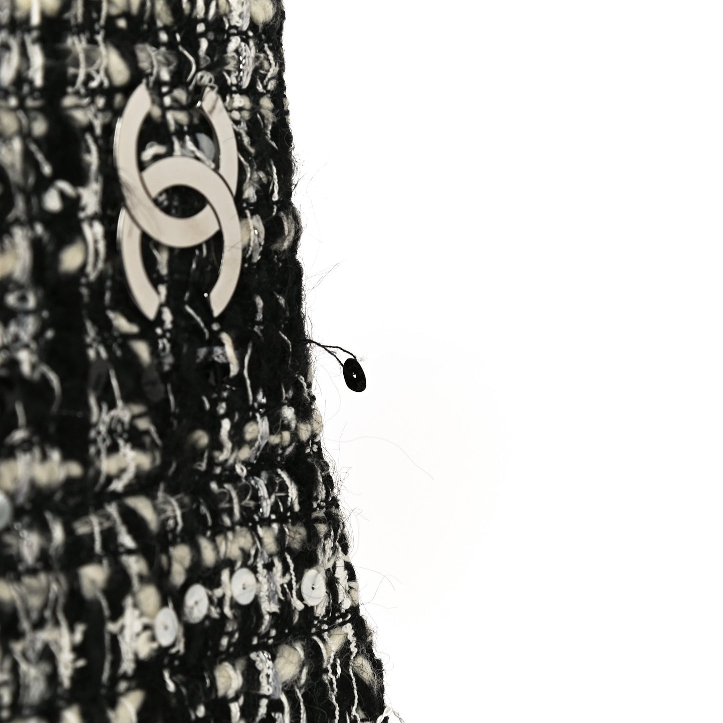 Sequin Tweed Single Flap Ecru Black