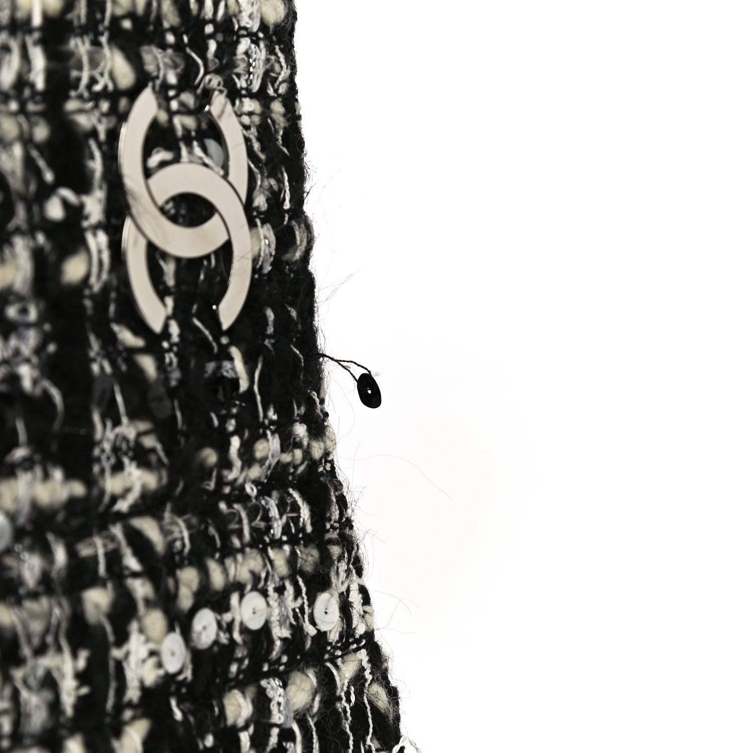 Chanel Sequin Tweed Single Flap Ecru Black 19 of 32