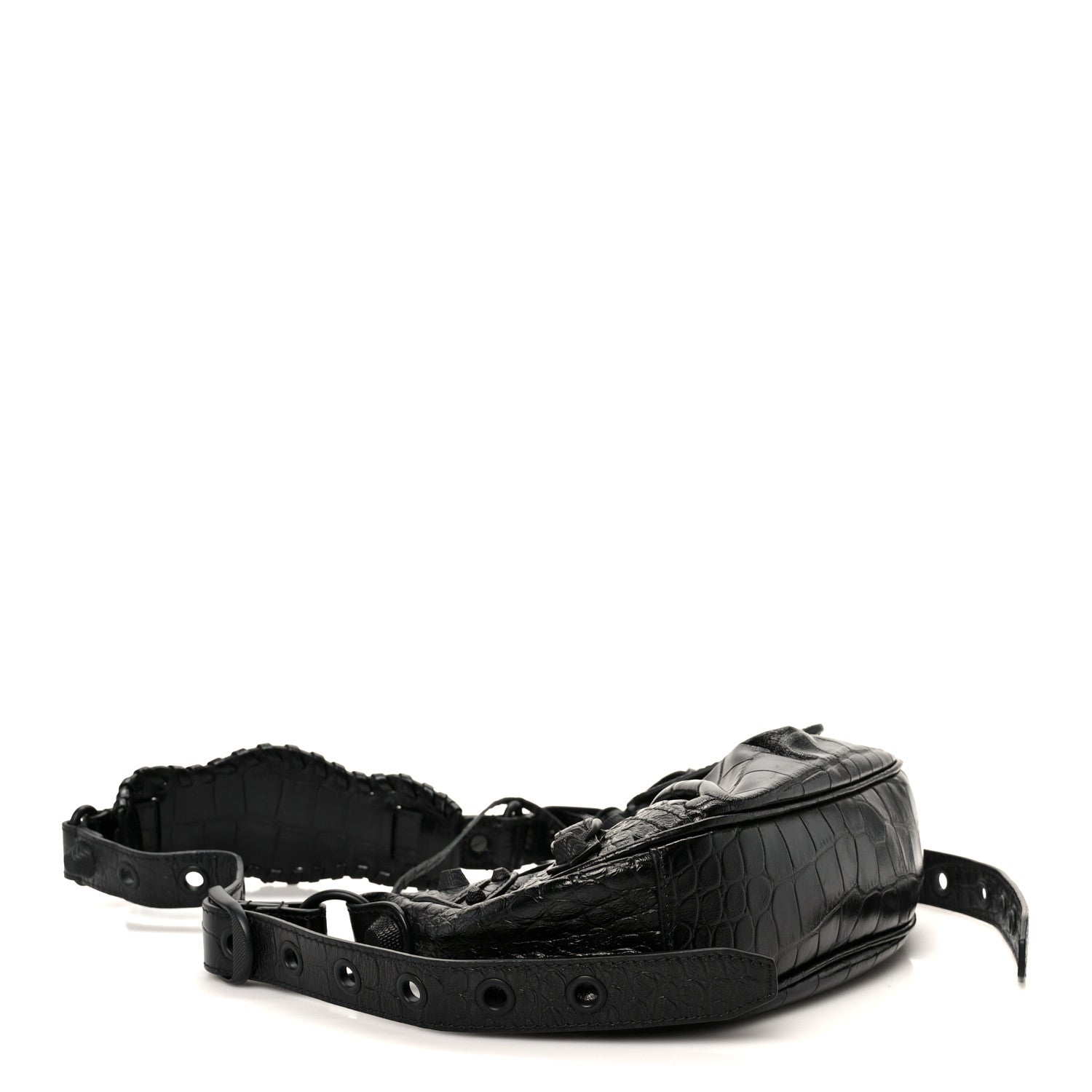 Balenciaga Extra Supple Calfskin Crocodile Embossed Monochrome Le Cagole Shoulder Bag XS Black 5 of 11