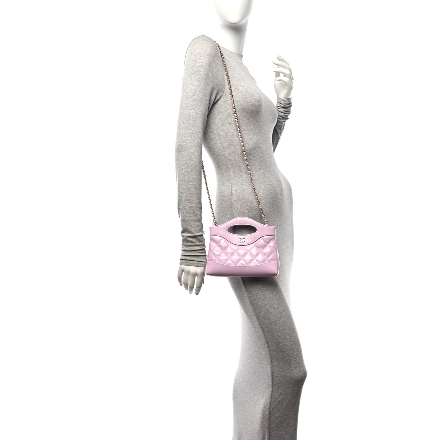 Shiny Crumpled Calfskin Quilted Nano 31 Shopping Bag Light Pink