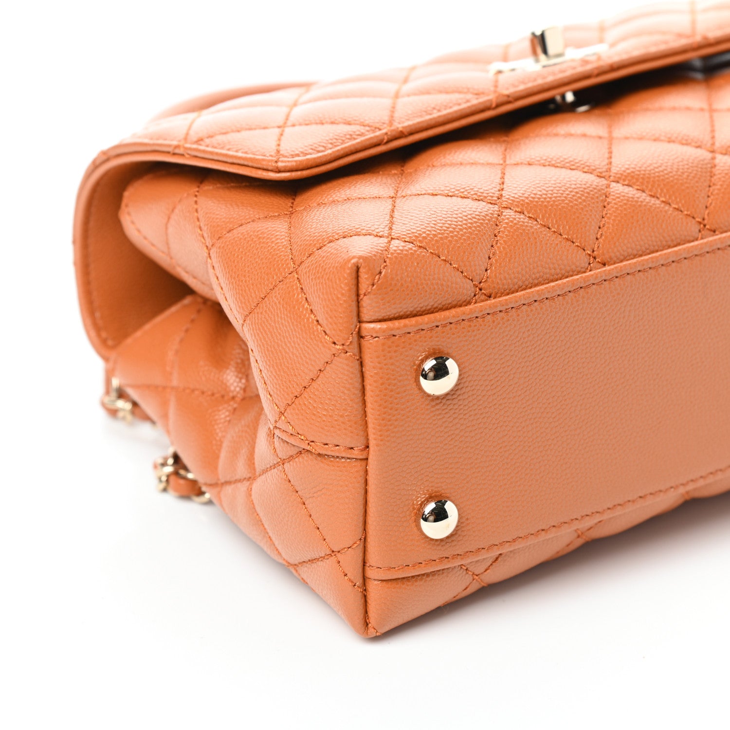 Chanel Caviar Quilted Mini Coco Handle Flap Light Brown 9 of 10