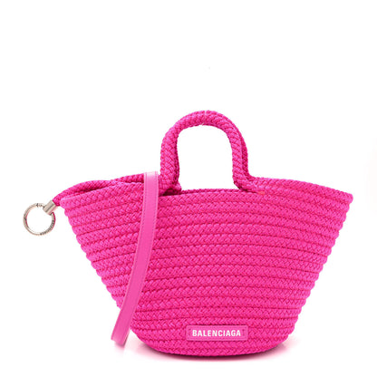 Balenciaga Nylon Lambskin Woven Small Ibiza Basket With Strap Lipstick Pink 1 of 10