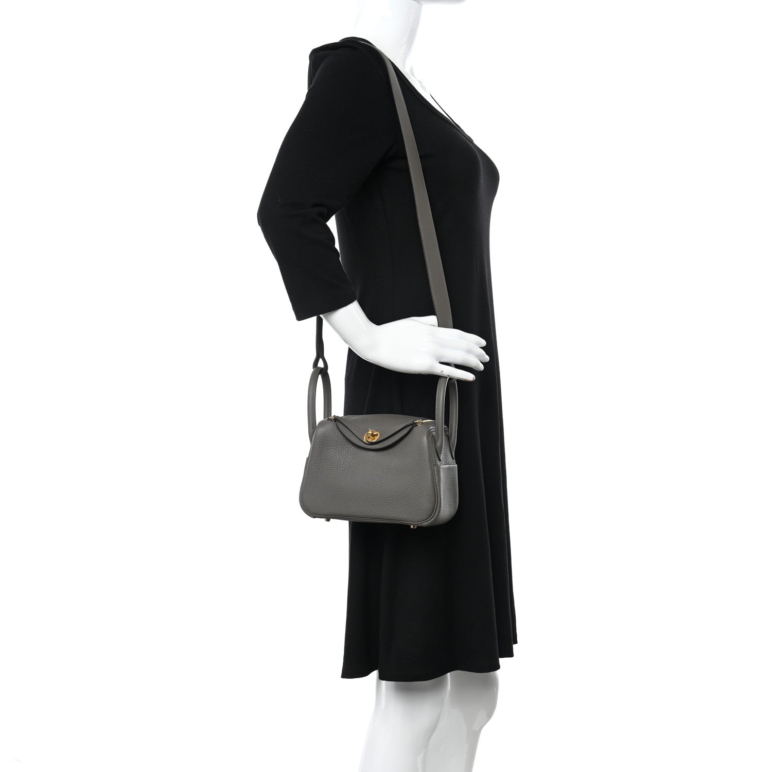 Hermes Taurillon Clemence Mini Lindy 20 Etain 2 of 11