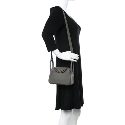 Hermes Taurillon Clemence Mini Lindy 20 Etain 2 of 11