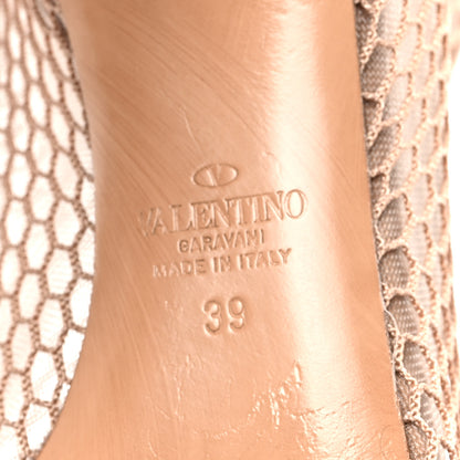 Valentino Garavani Calfskin Mesh Rockstud Alcove 90mm Ankle Booties 39 Rose Cannelle 6 of 6