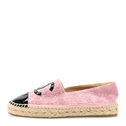 Chanel Tweed Patent CC Espadrilles 38 Pink Black 1 of 7
