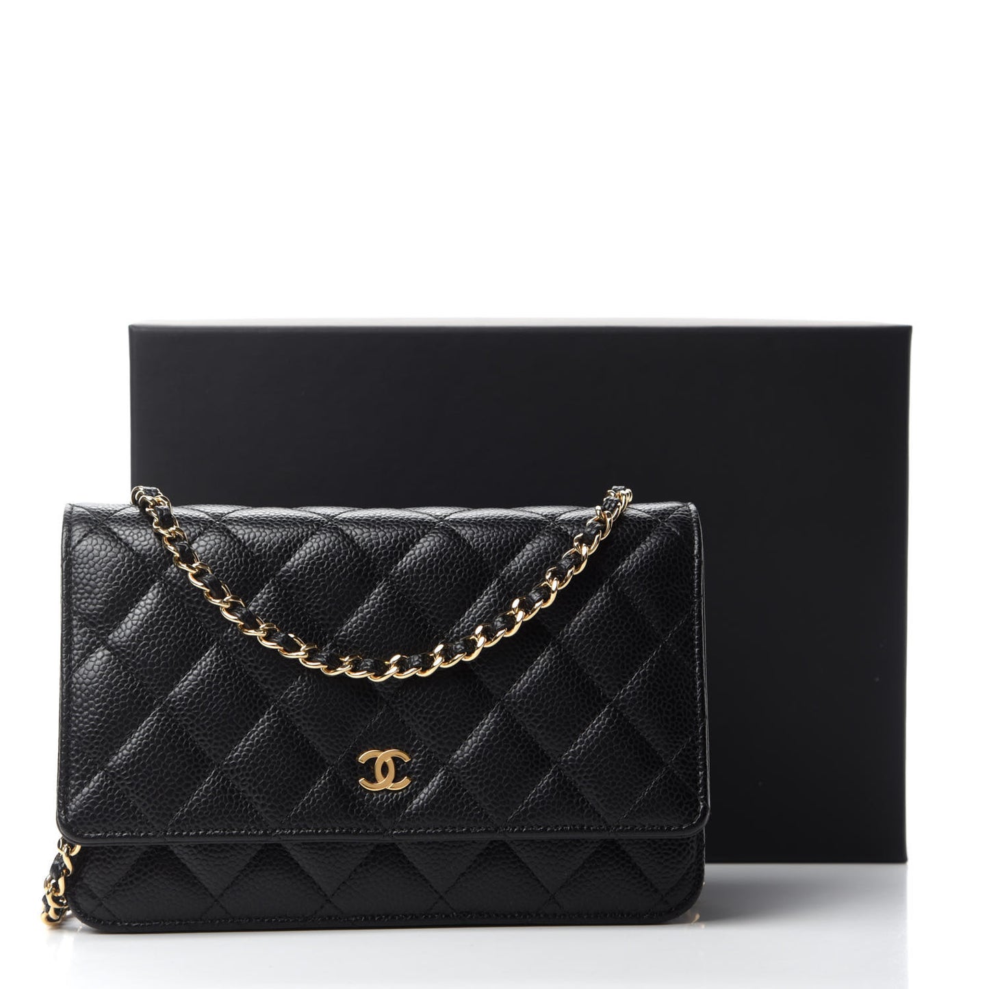 Caviar Quilted Wallet On Chain WOC Black