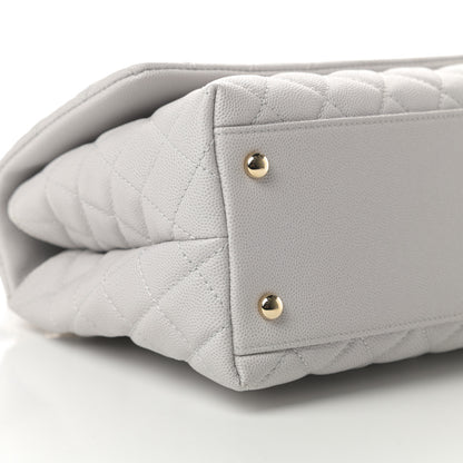 Chanel Caviar Quilted Small Coco Handle Flap Light Grey 9 of 11