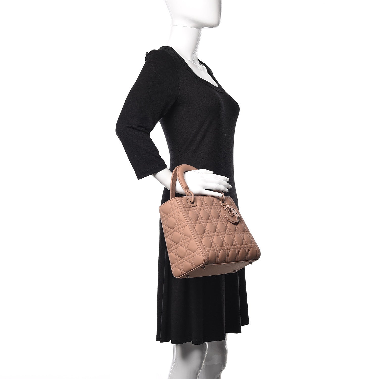Christian Dior Ultra Matte Calfskin Cannage Medium Lady Dior Beige 2 of 15