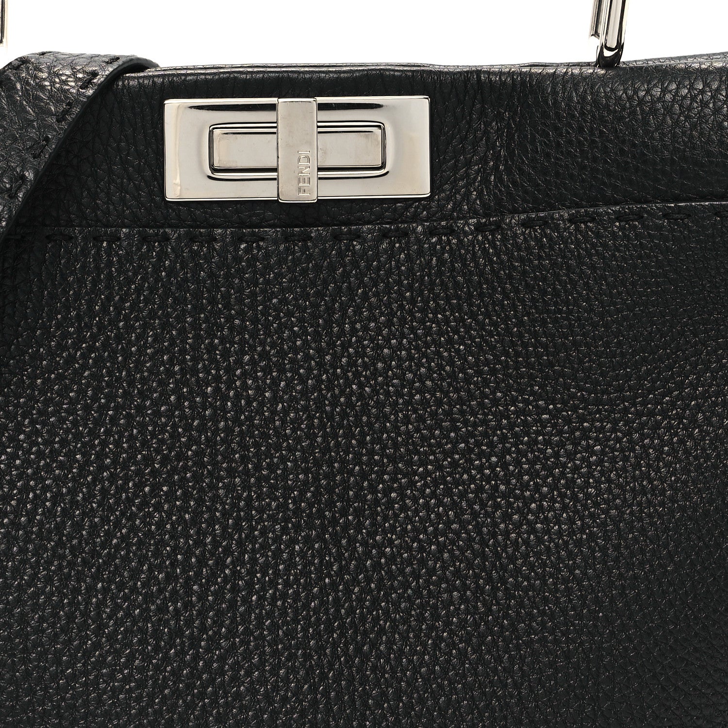 Fendi Cuoio Romano Selleria Bi-Color Medium Peekaboo Iconic Satchel Black Mou 9 of 11