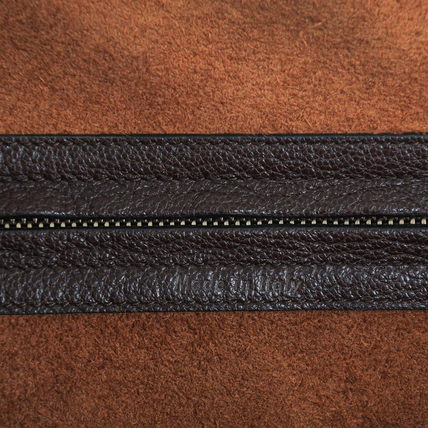 Shiny Grained Calfskin Medium Phantom Luggage Brown