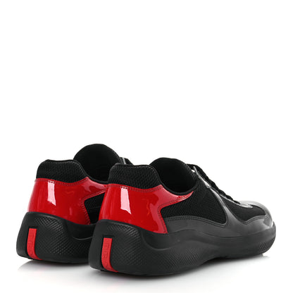 Prada Patent Mens America's Cup Patchwork Sneakers 8 Black Red 5 of 12