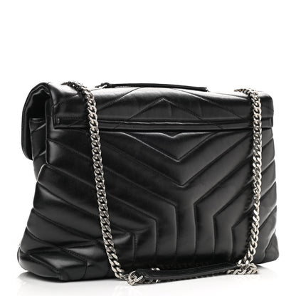 Saint Laurent Calfskin Y Quilted Monogram Medium Loulou Chain Satchel Black 3 of 12