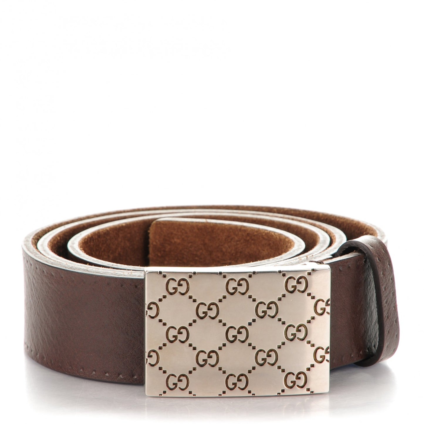 Calfskin Guccissima Buckle Belt 100 40 Dark Brown