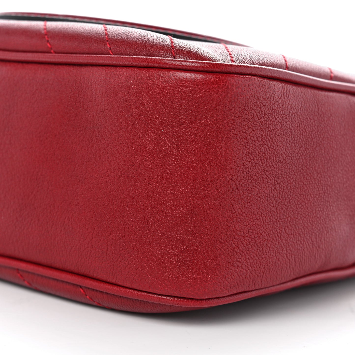 Sakai Be Green Calfskin Diagonal Stitched Small Blondie Shoulder Bag Rosso