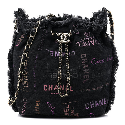 Chanel Denim Quilted Mood Bucket With Chain Black Multicolor 1 of 8