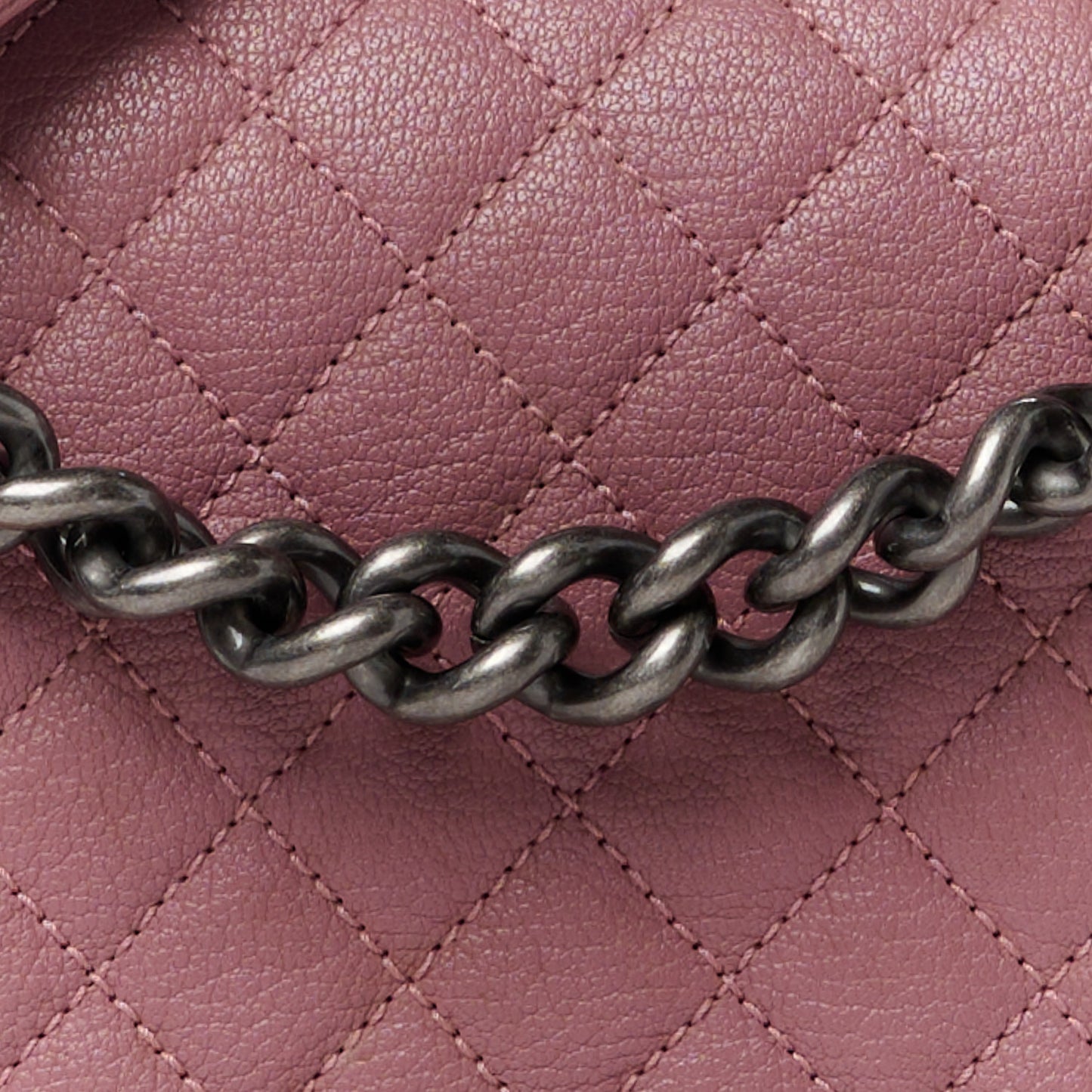 Goatskin Quilted Patent Medium Duo Boy Flap Pink Tan