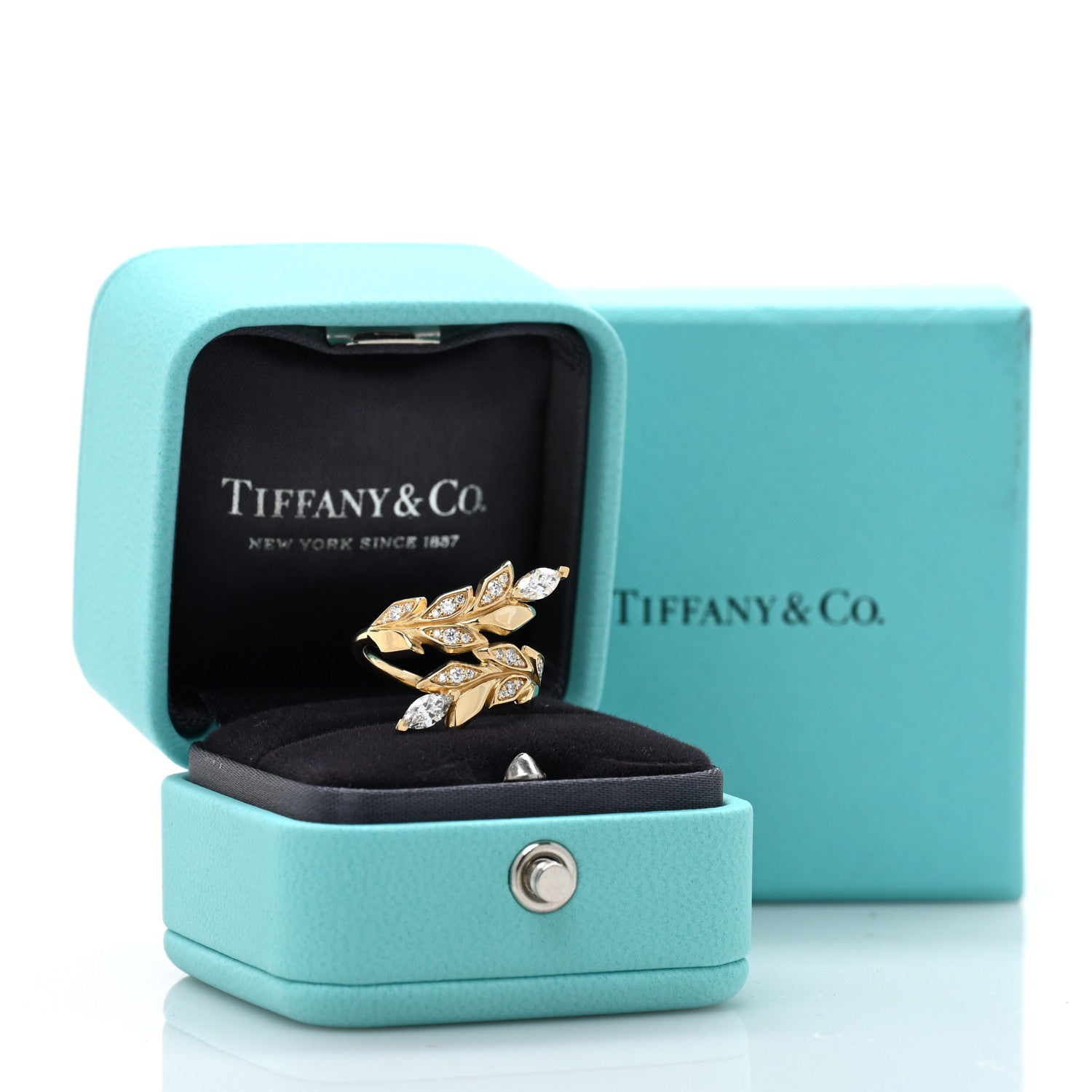 Tiffany 18K Yellow Gold Diamond Victoria Vine Bypass Ring 49 5 5 of 5