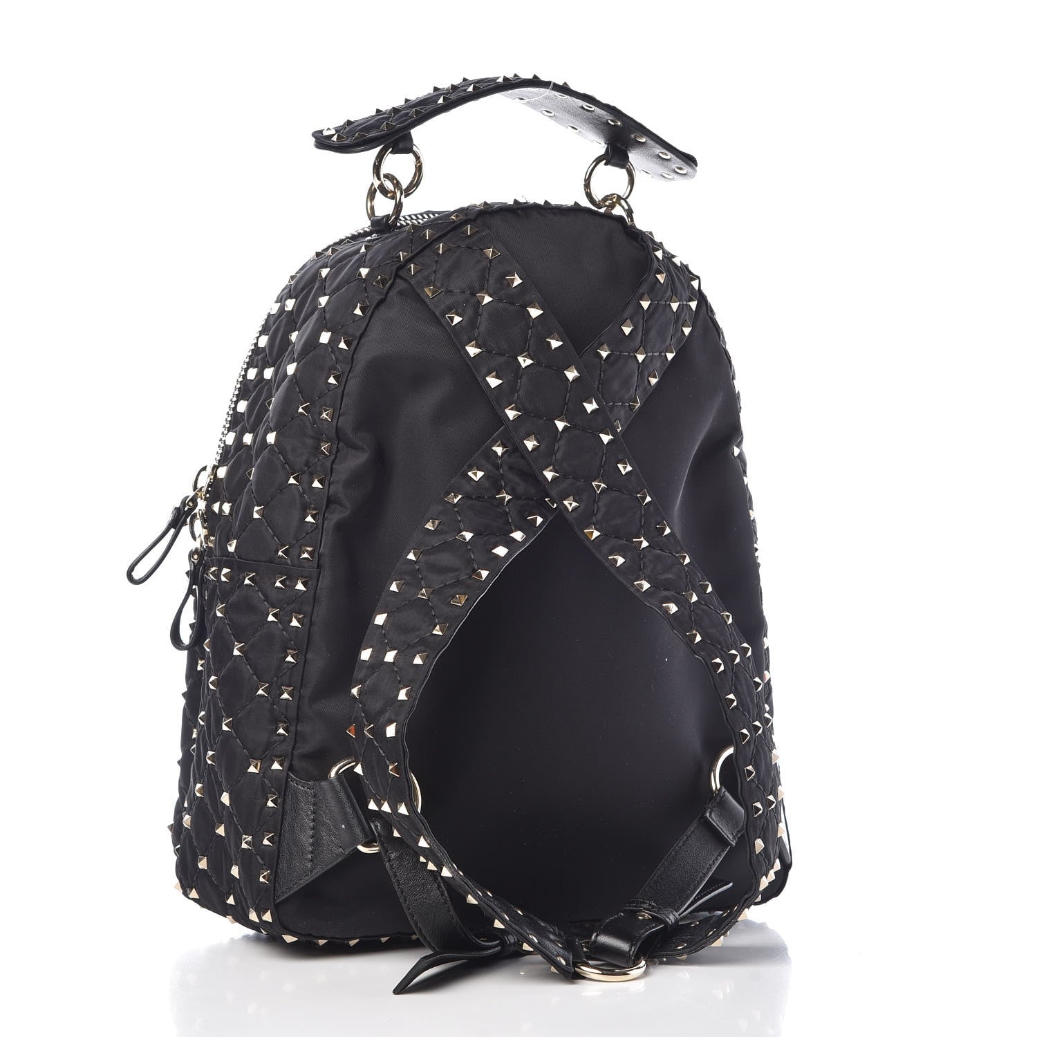 Valentino Garavani Nylon Quilted Rockstud Spike Backpack Black 3 of 6
