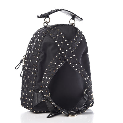 Valentino Garavani Nylon Quilted Rockstud Spike Backpack Black 3 of 6