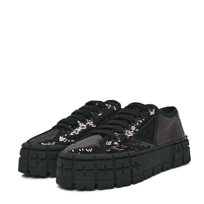 Prada Paillettes Triangle Logo Double Wheel 50mm Sneakers 39 Black 4 of 10